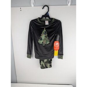 Wonder Nation Kids Boys Christmas Pajamas Camo Tree Velour Sleep Set Size 6